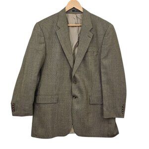 Lauren Ralph Lauren Mens 43L Tan Brown Houndstooth Wool Two Button Blazer